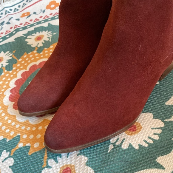 Burgundy Suade Ankle Boots - Picture 4 of 8